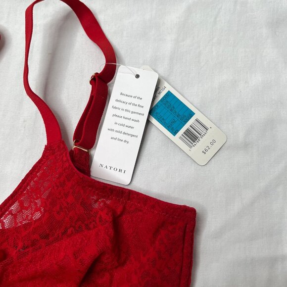 Natori Pretty Smooth Seamless Lace Underwire Red Bra 30DDD - Picture 3 of 8